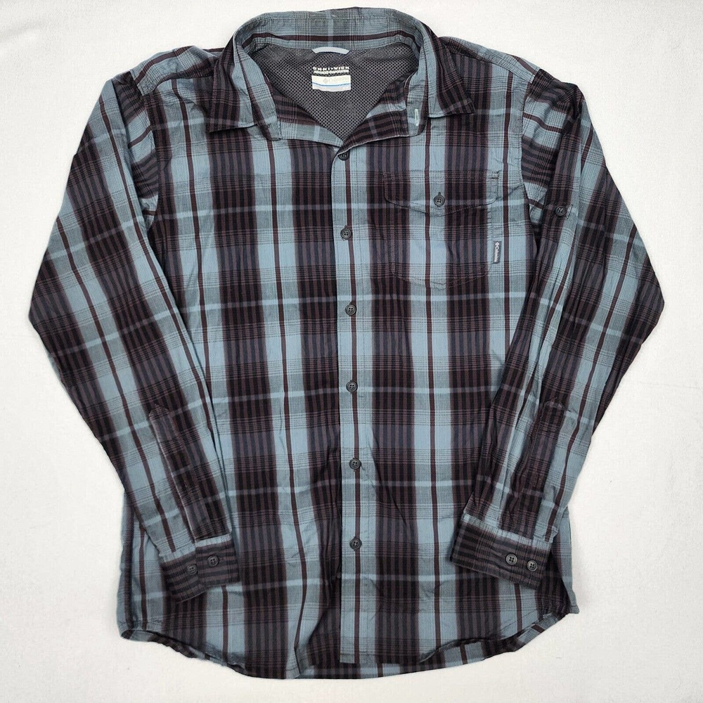 Columbia Mens Long Sleeve Shirt OmniWick Button Down Collared Size M Plaid
